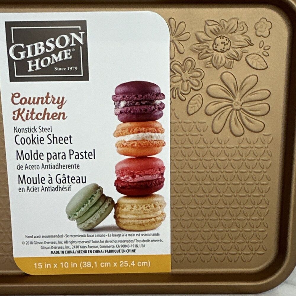 Gibson Home Country Kitchen Embossed Nonstick Steel Cookie Sheet 15x10 Copper - Picture 3 of 6